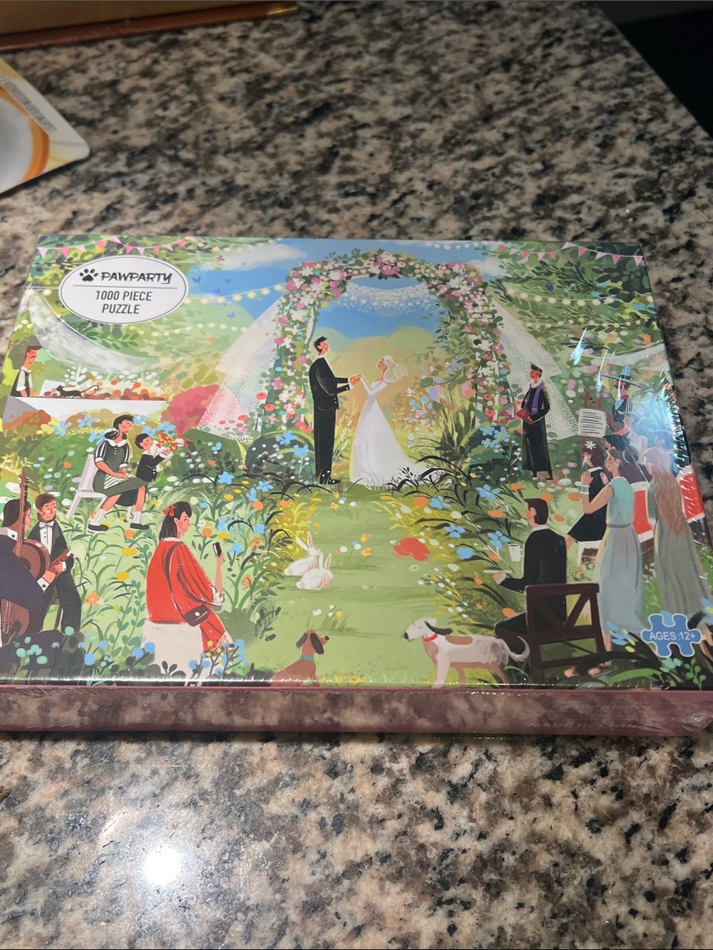 PawParty 1000-Piece Wedding Garden Puzzle - Colorful Illustration